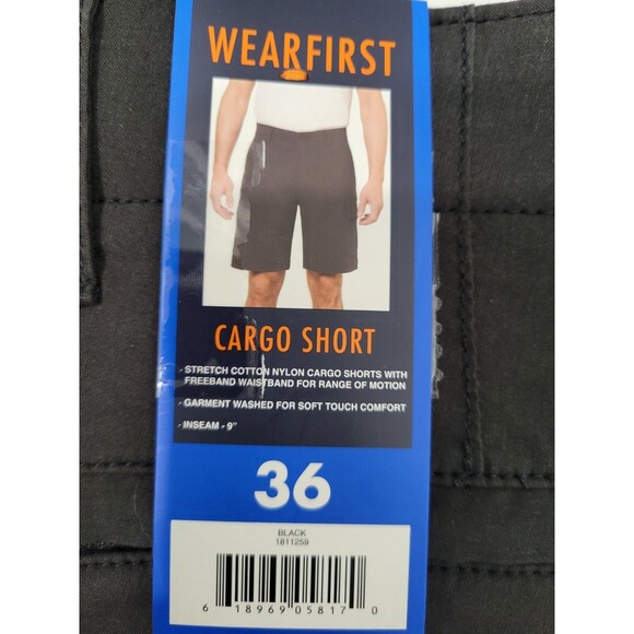 Wearfirst Cargo Shorts Mens 36 Black Stretch Cotton Nylon Summer Outdoor Pockets - Picture 3 of 7
